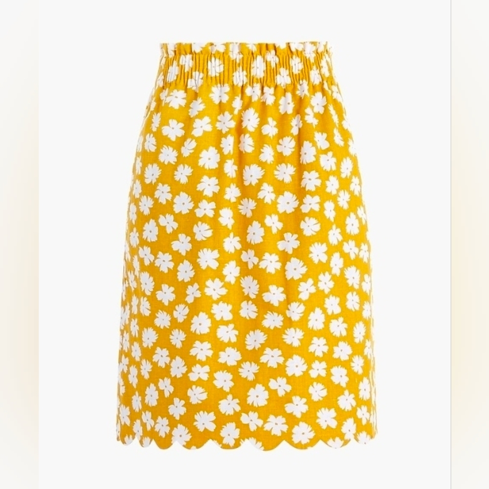 ❤️ J CREW LINEN COTTON SCALLOPED PRINTED FLORAL SKIRT, 6 (28)